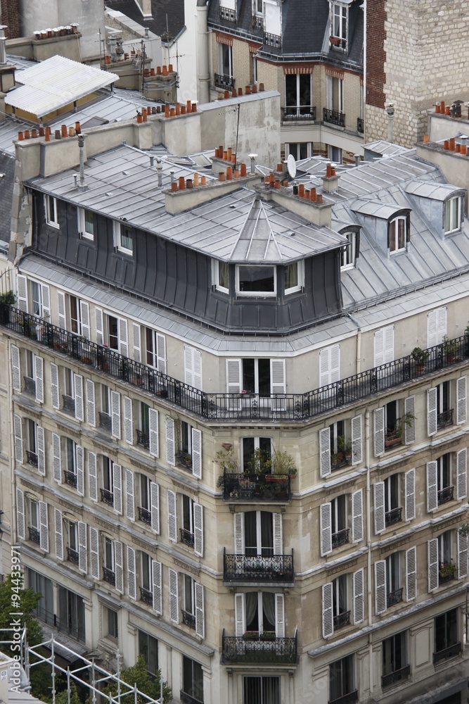 Immeuble à Paris, vue aérienne