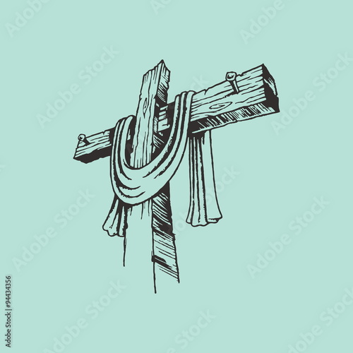 Hand drawn cross and shroud