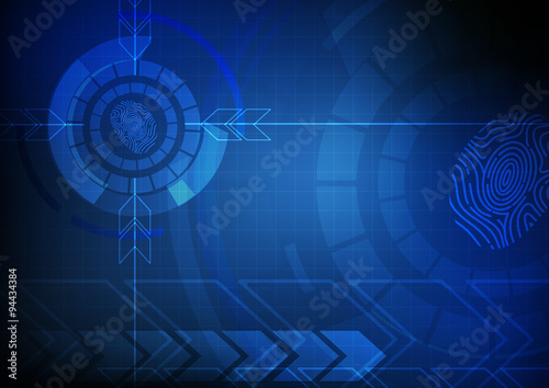 Vector : Abstract arrow and circle with finger print on technolo