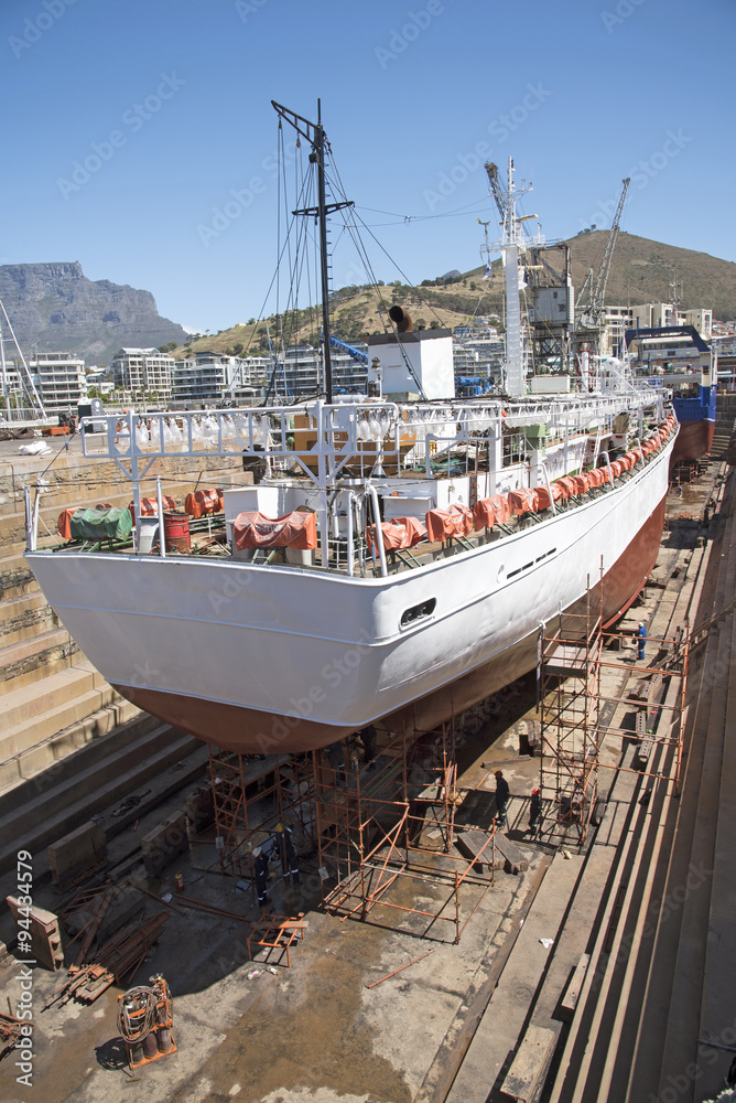 Fishing vessel in dry dock Cape Town South Africa