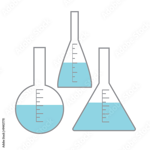 Vector set for chemical laboratory flasks with a blue liquid