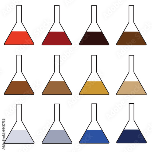 Vector set of flasks for chemical laboratory in various shades