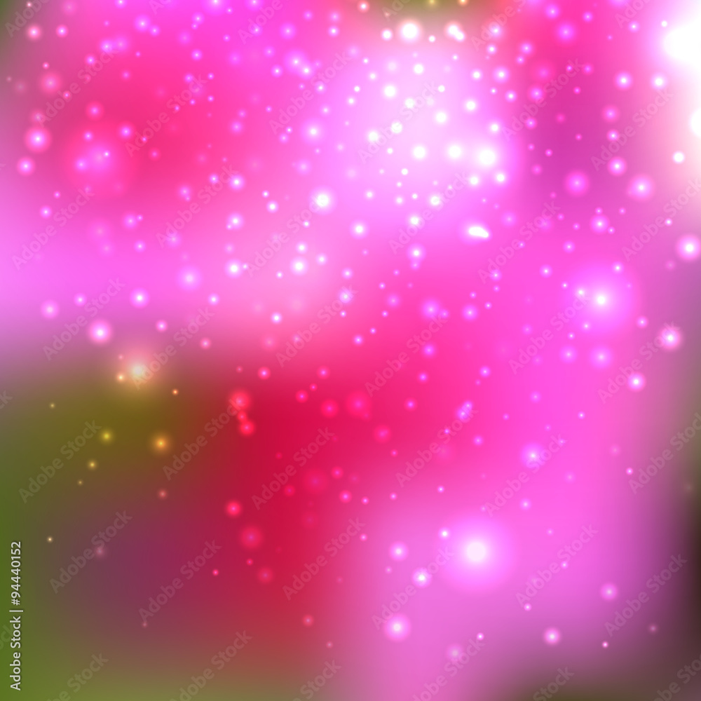 Shining with particles on blurred background