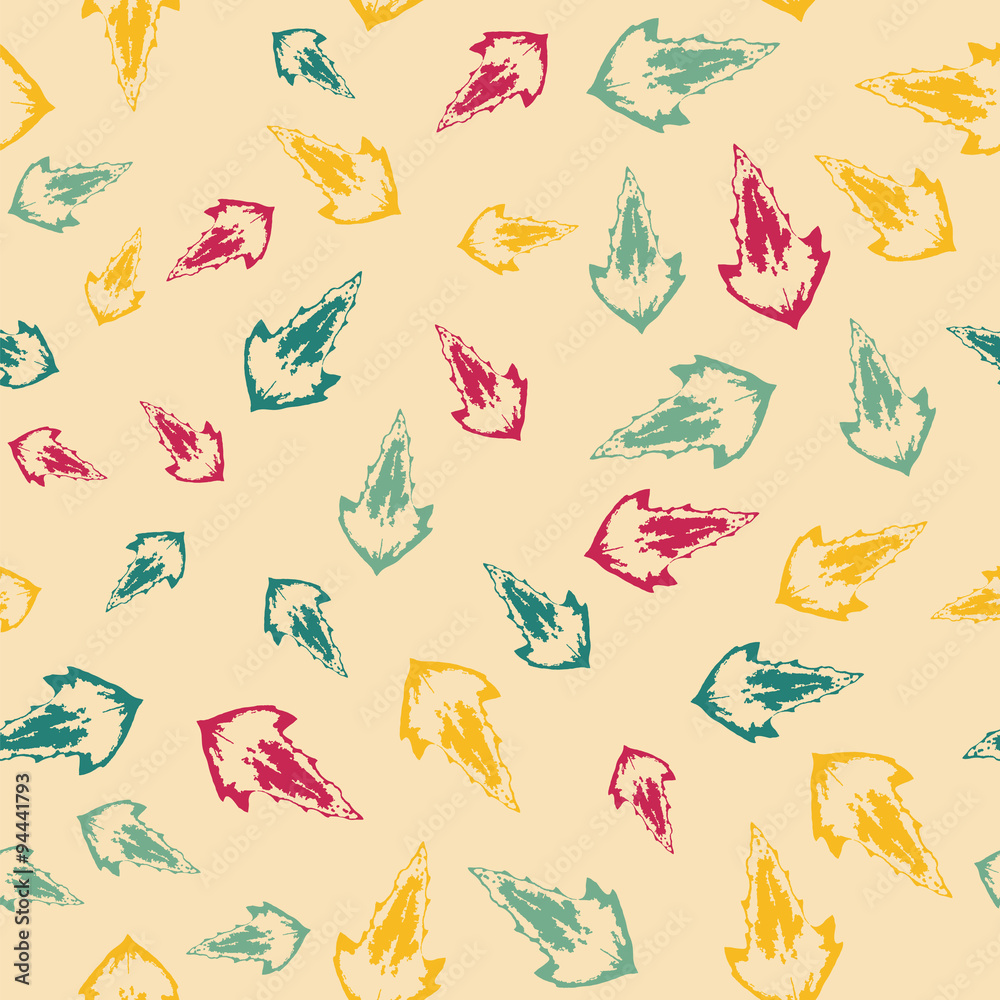 Pattern with leaves on yellow background Pattern with leaves on yellow background