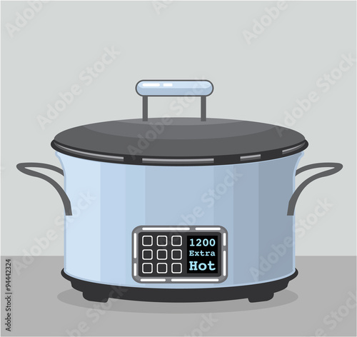 Slow cooking crock pot vector