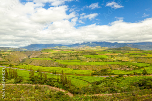 ecuadorian landscape into north of the country in carchi province pan american highway in foreground