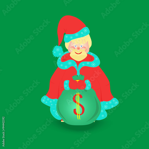 Santa Claus with Big Bag, Isolated