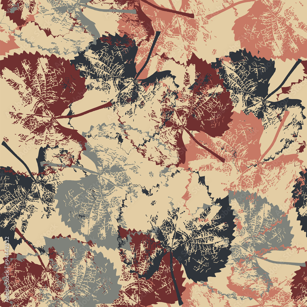 Naklejka premium Seamless texture of leaves on light background