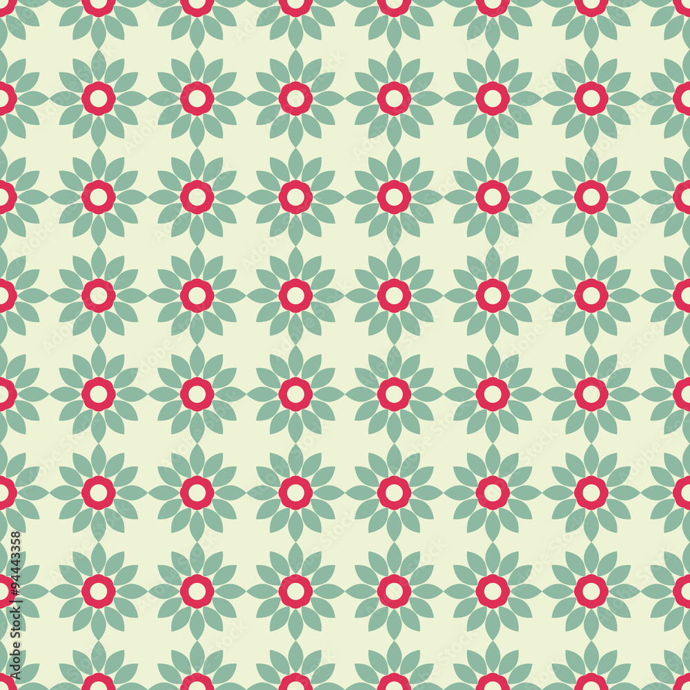 Seamless geometric pattern of abstract flowers Seamless geometric pattern of abstract flowers