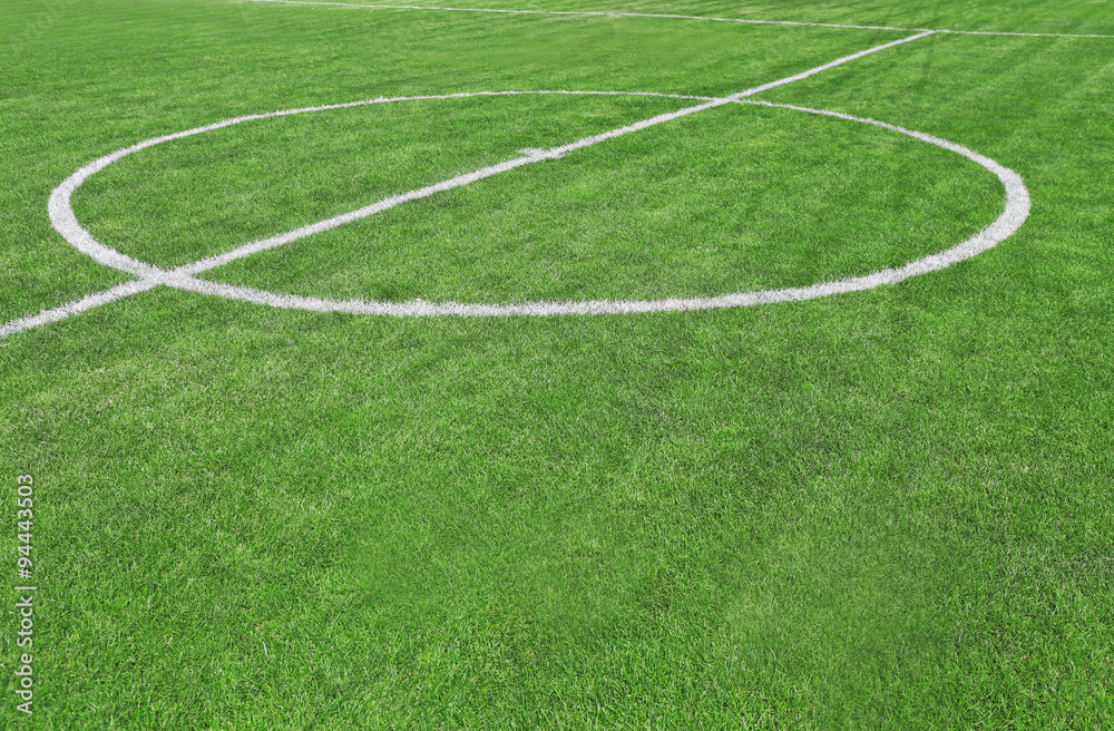 Fototapeta premium Green marked golf course, close up