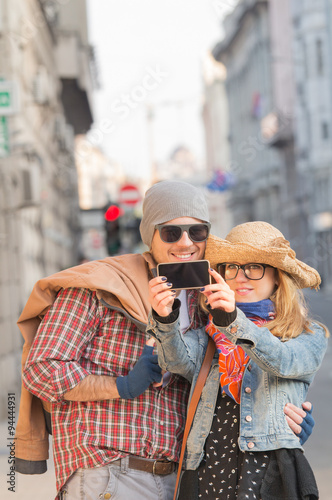 Couple enjoying outdoors in a urban surroundings.