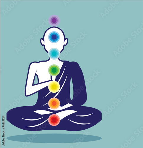 Chakra Meditation vector illustration floating person art