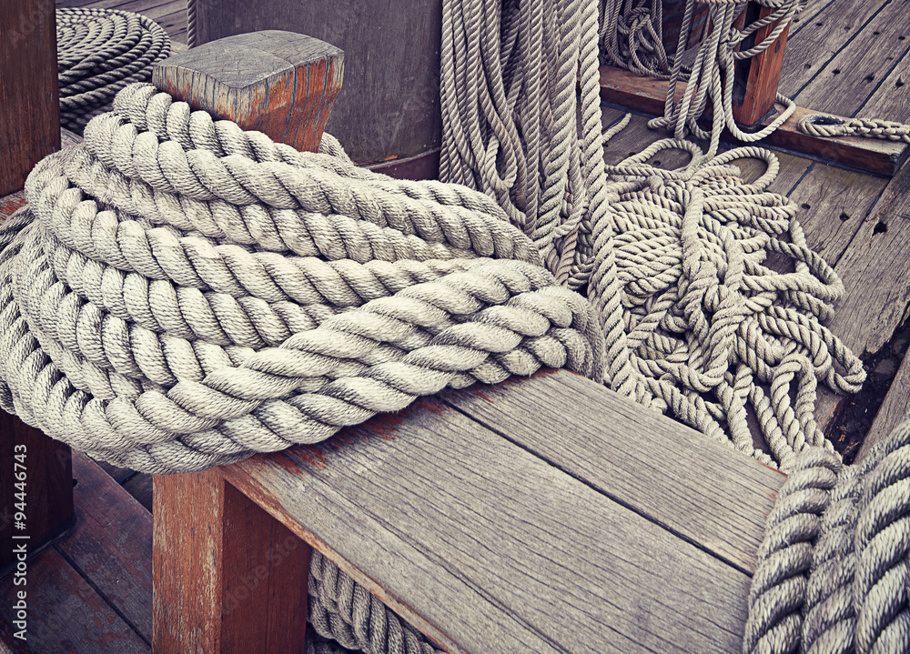 Ancient sailing ship rope equipment
