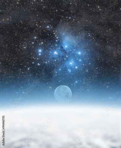 Fototapeta Naklejka Na Ścianę i Meble -  Earth and Moon with starry background. 