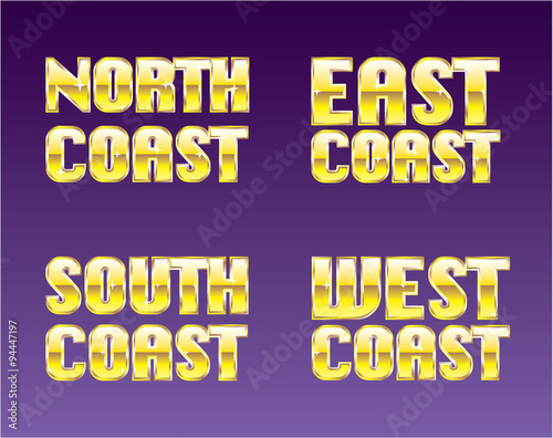 North East South West Coast golden letters