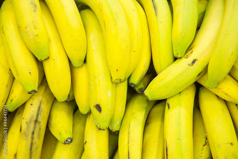 Bananas in a store shelf for sale