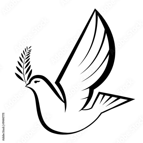 simple illustration of peace dove carrying olive branch