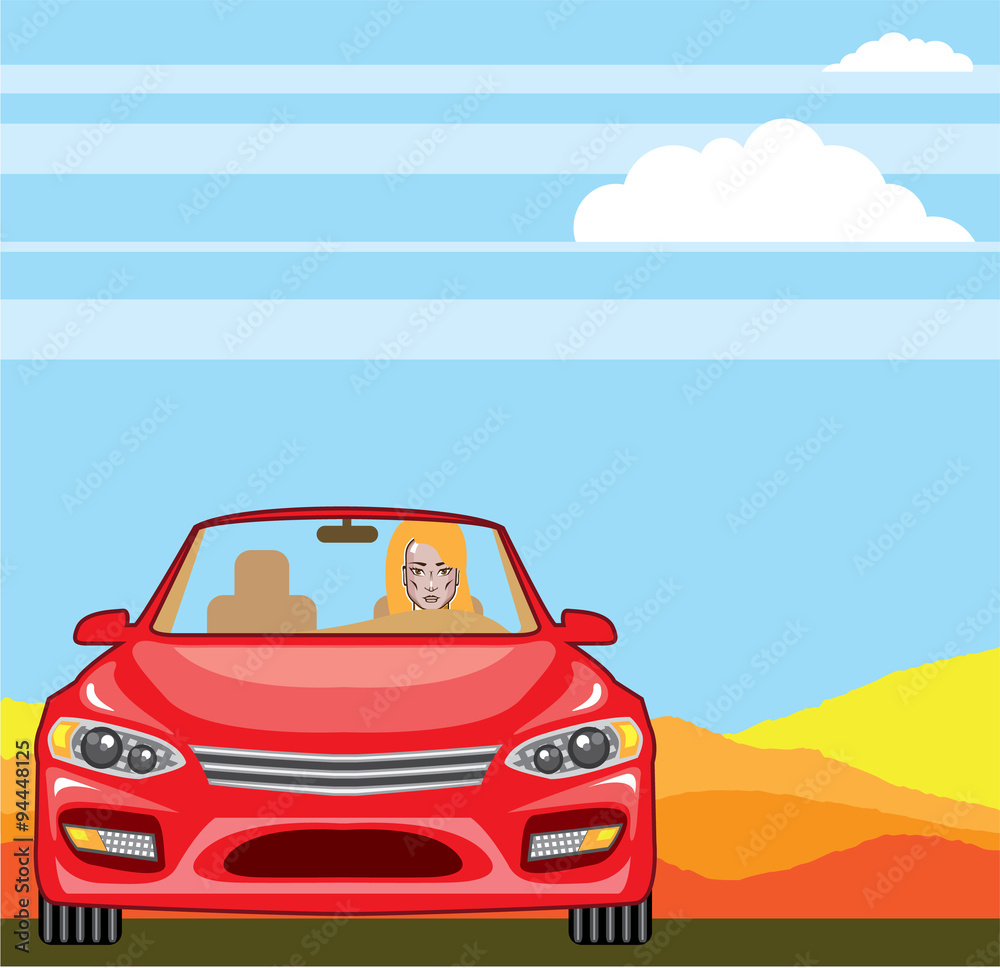 Woman in the car Vector