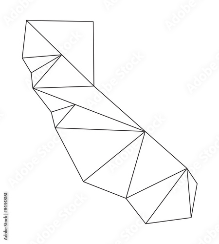 black polygonal outline of vector map of California