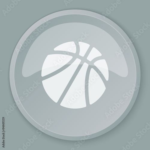 White Basketball icon on grey web button