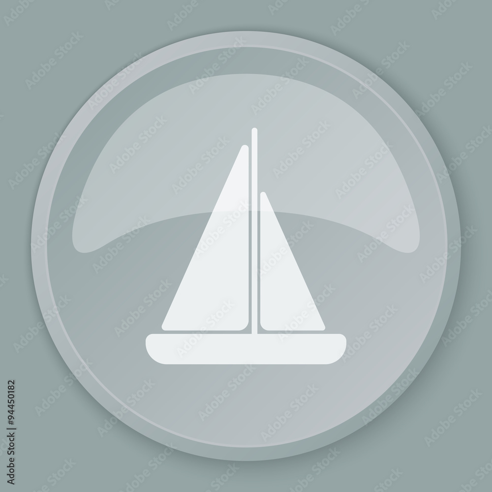 White Sailboat icon on grey web button White Sailboat icon on grey web button