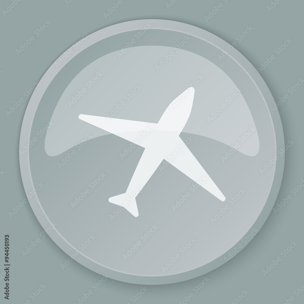 White Airplane icon on grey web button White Airplane icon on grey web button
