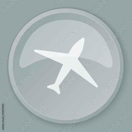 White Airplane icon on grey web button