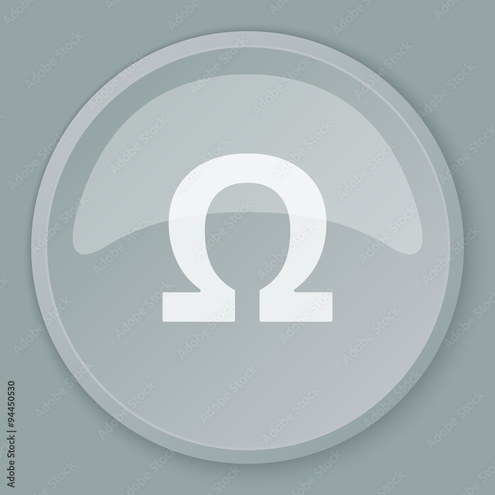 White Omega icon on grey web button