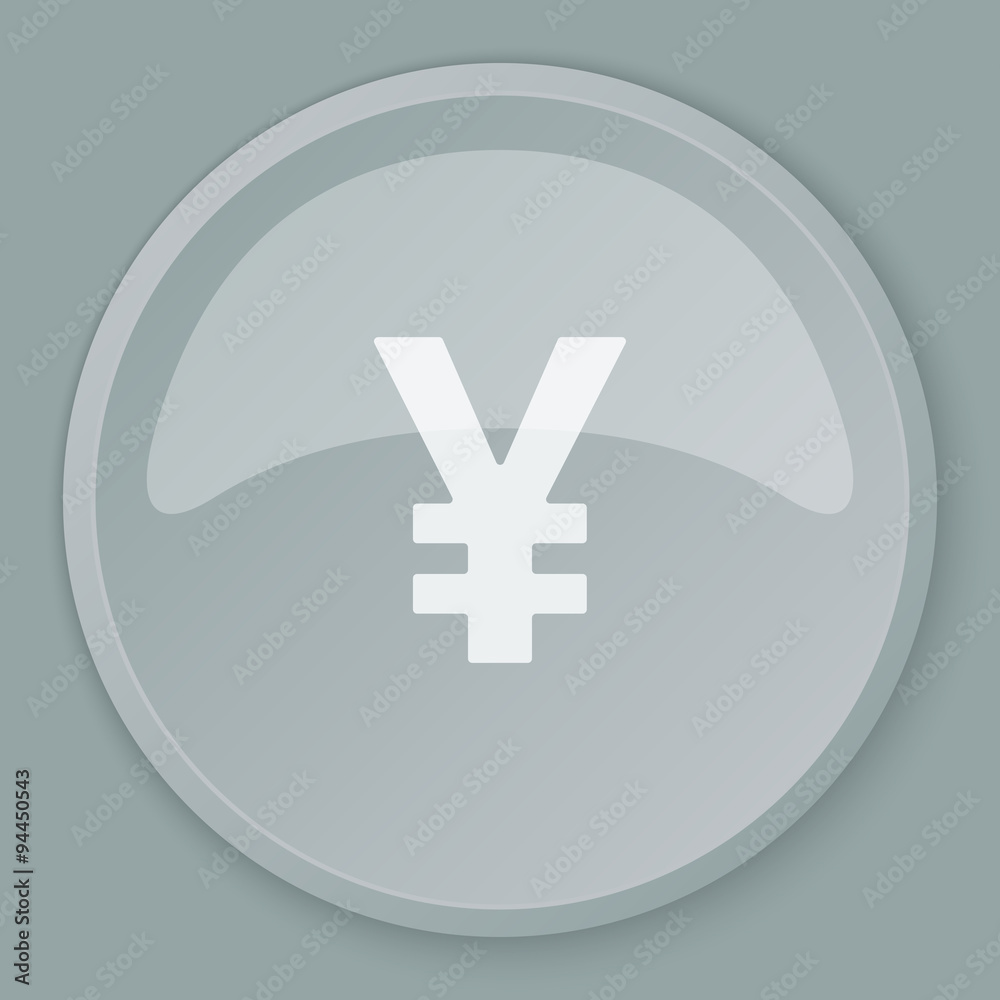 Fototapeta premium White Yen icon on grey web button