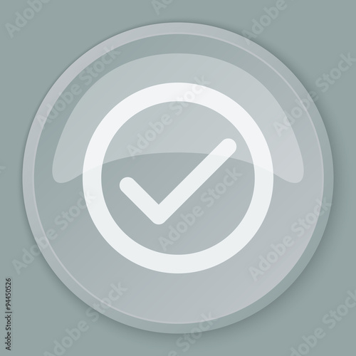 White Confirm icon on grey web button