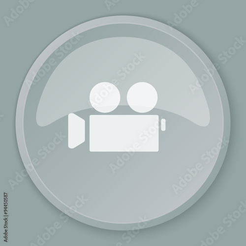 White Video Camera icon on grey web button