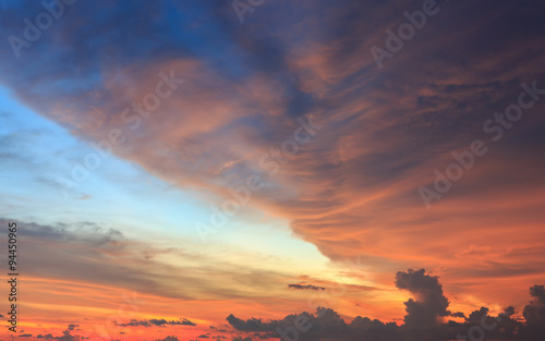 Beautiful sunset or sunrise sky with clouds