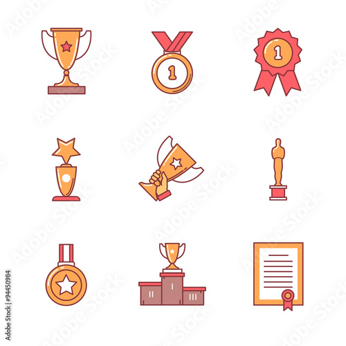 Award winner icons thin line set