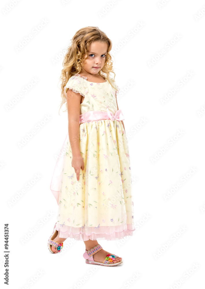 Little Girl in a Light Dress Posing