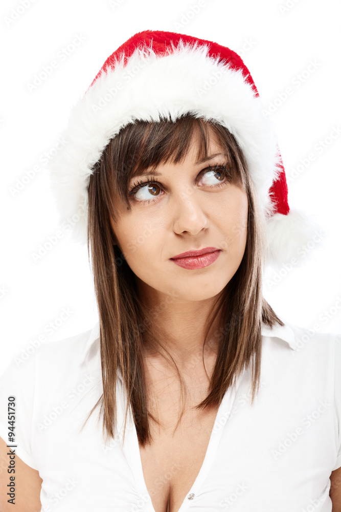 Young woman with santa hat Young woman with santa hat