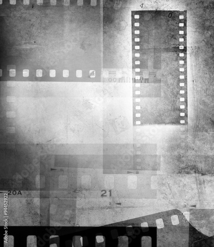Grey film strip negatives background