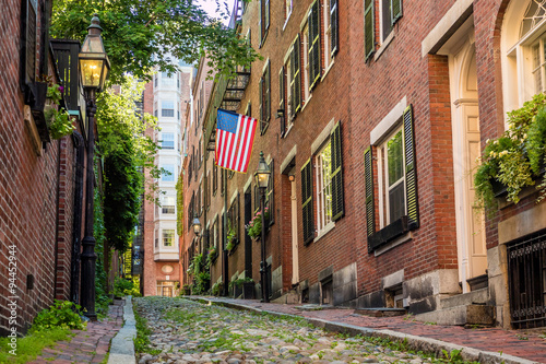 View of historic Acorn Street in Boston © f11photo