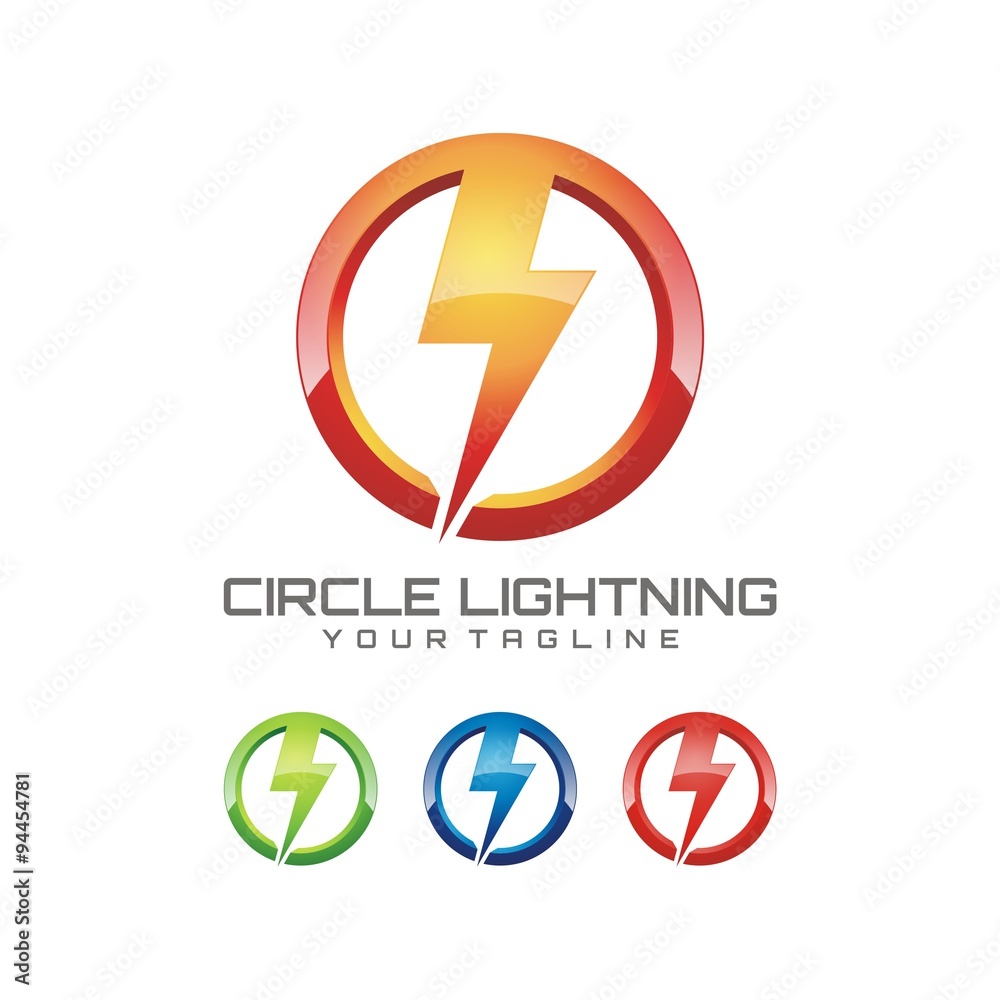 Lightning Circle Logo. lightning thunderbolt electricity vector logo design Lightning Circle Logo. lightning thunderbolt electricity vector logo design