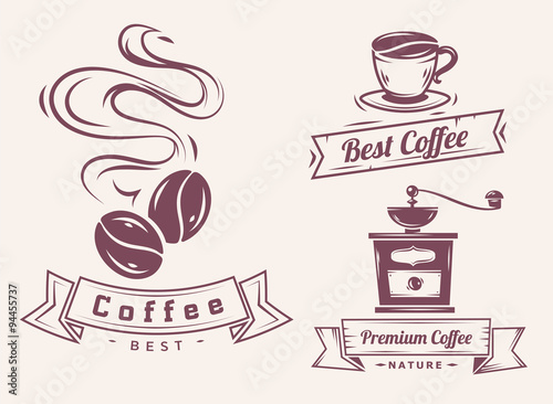 Coffee shop illustration and design elements. Vintage vector