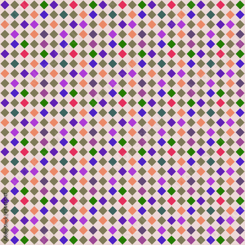 Seamless geometric pattern of colored diamonds.