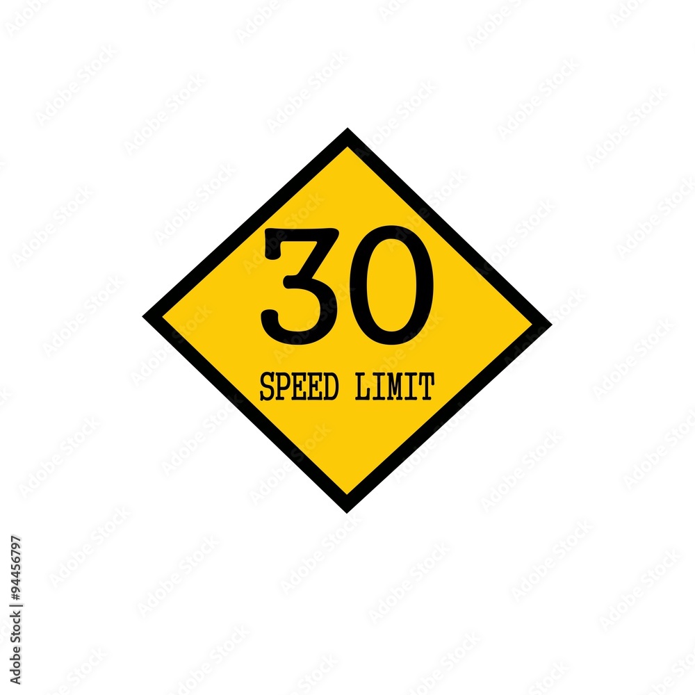 Speed limit 30 black stamp text on background yellow Speed limit 30 black stamp text on background yellow
