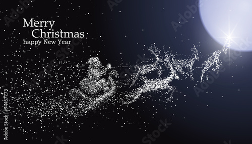 Foto Christmas Eve Santa Claus giving gifts, vector particles illustrations