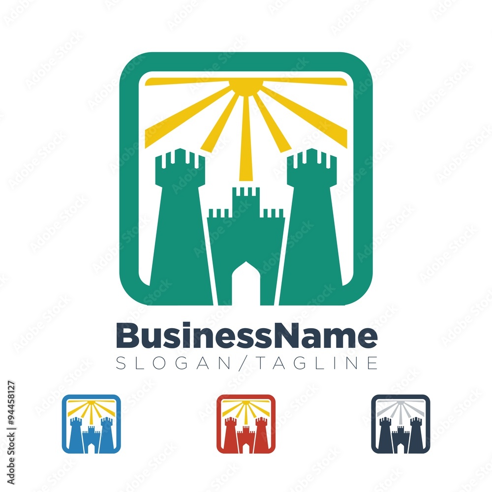 Castle Fortress logo icon Vector Castle Fortress logo icon Vector