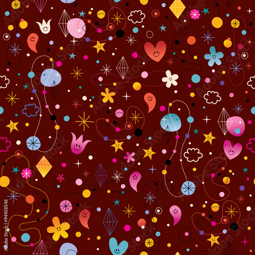 seamless pattern with cute characters simply beautiful