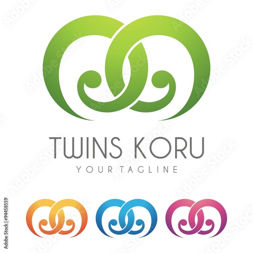 Twins Koru Logo - Vector - Illustration photo