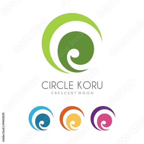 Koru With a Crescent Moon Logo - Vector - Illustration photo