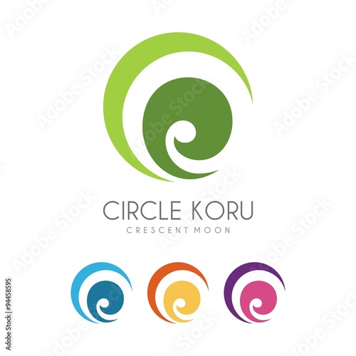 Koru With a Crescent Moon Logo - Vector - Illustration
