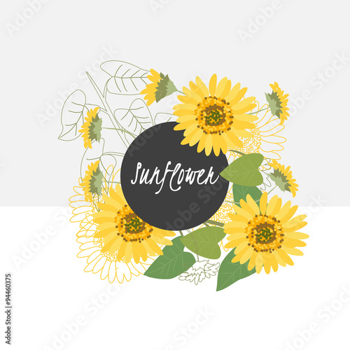 illustration Delicate sunflower flower
