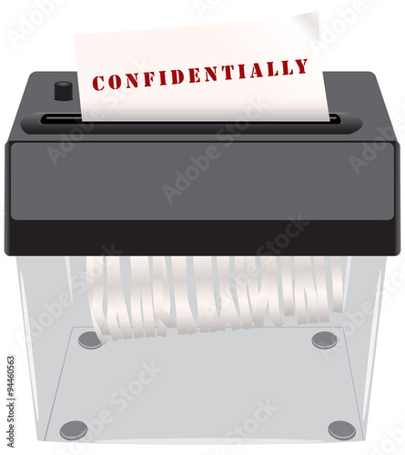 Confidential documents in the shredder