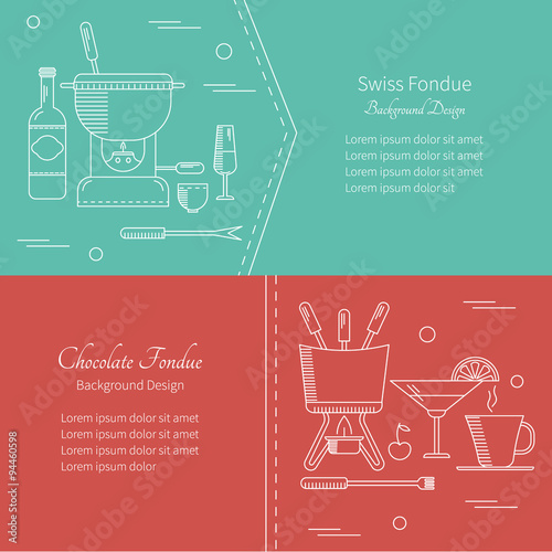 Flat icon banner fondue